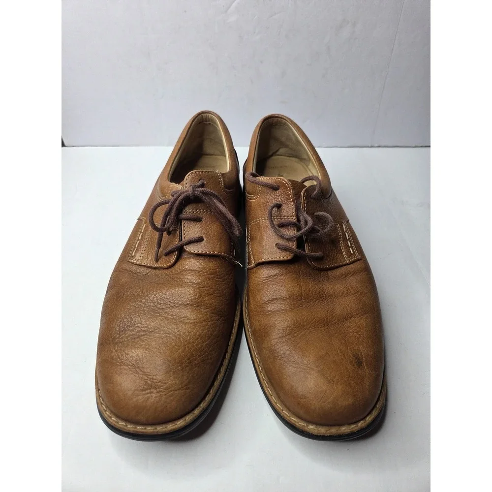 Johnston & Murphy Mens Tan Pebbled Leather Derby Dress Shoes 10.5 M 20-7258